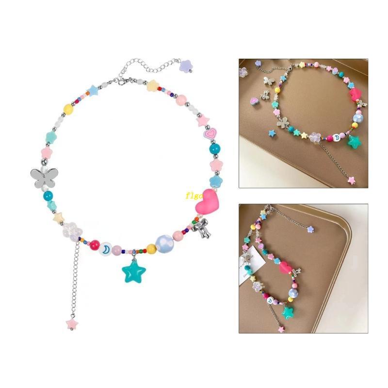 Vòng Cổ Choker Y2K Xỏ Hạt Nhiều Màu Sắc Phong Cách Punk Thời Trang Cho Nữ