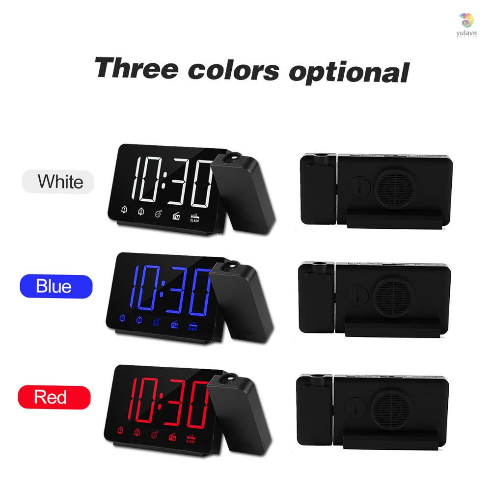 Đồng Hồ Báo Thức Chiếu 1800 Độ°Đồng Hồ Báo Thức Kỹ Thuật Số 4 Mức Độ 12H / 24H Kèm Đài FM Radio Cho Phòng Ngủ