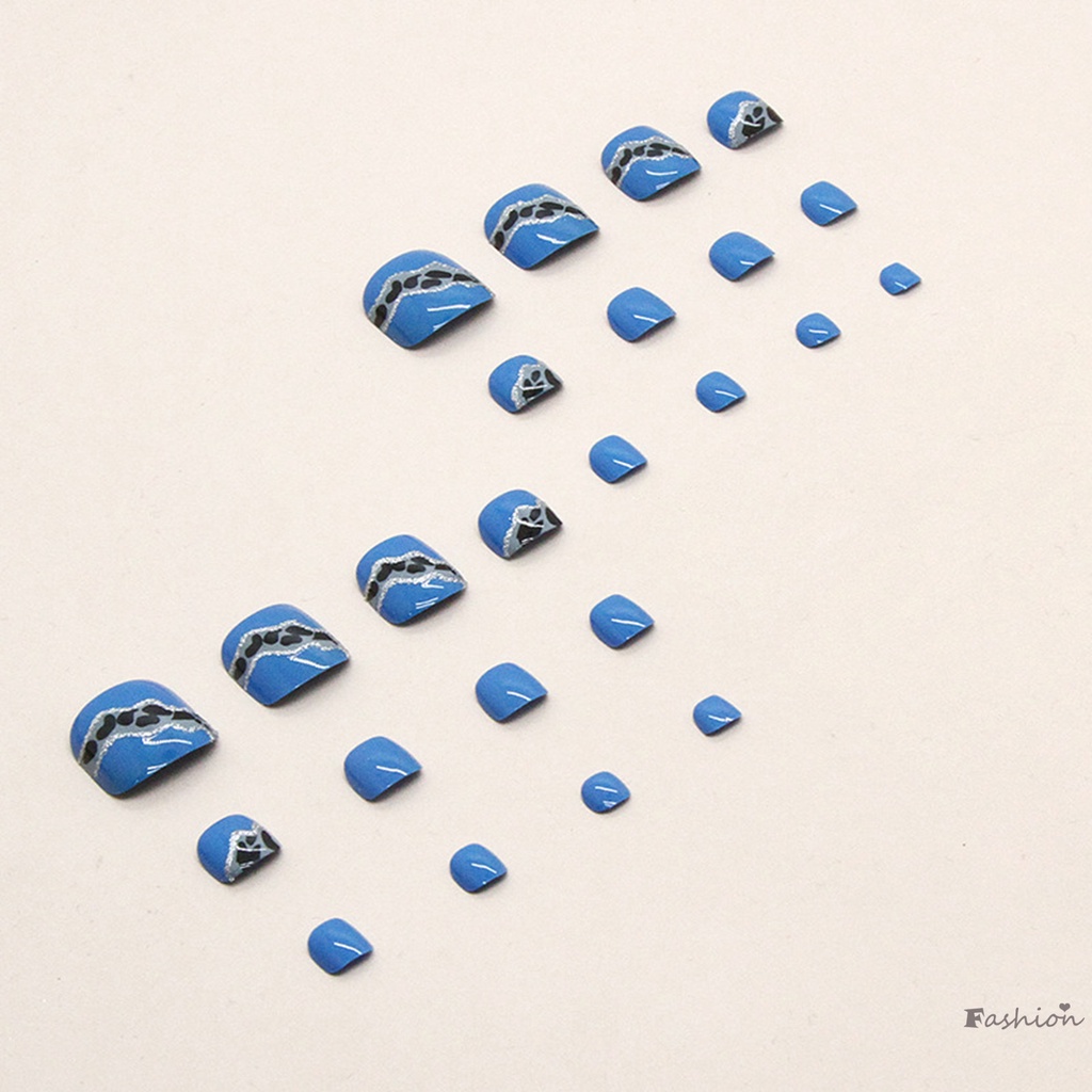 Set 24 Móng Chân Giả Họa Tiết Da Báo Thời Trang Nữ