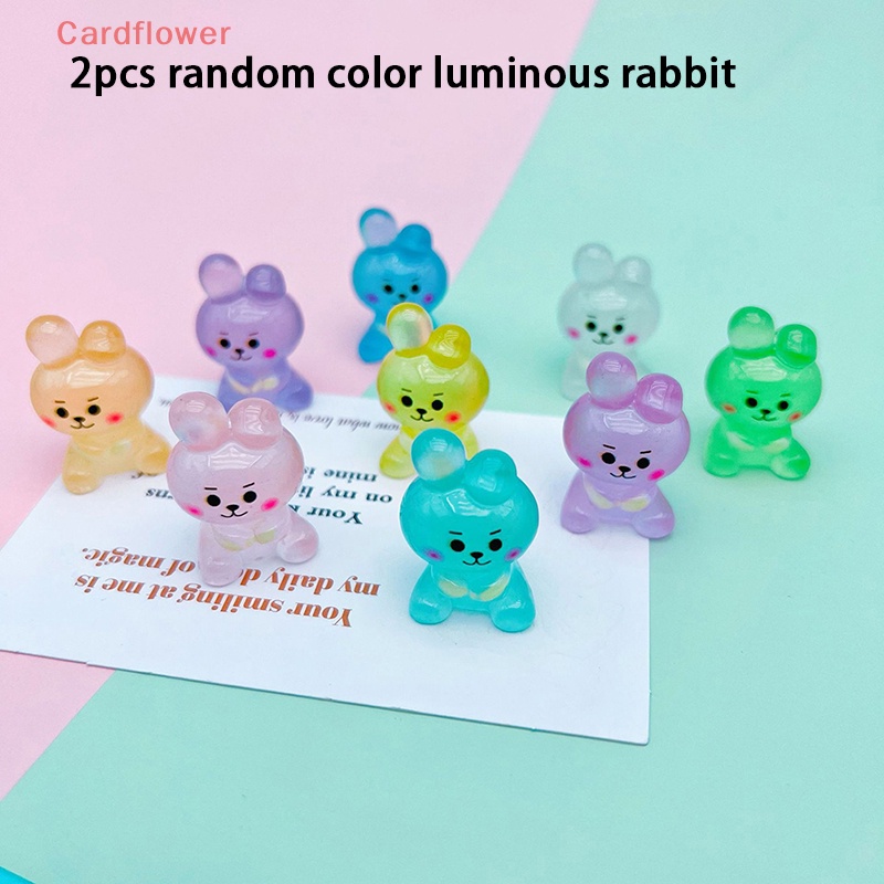 Bộ 2 Tượng Thỏ Mini Bằng Nhựa Phát Quang Trang Trí Sân Vườn Mới