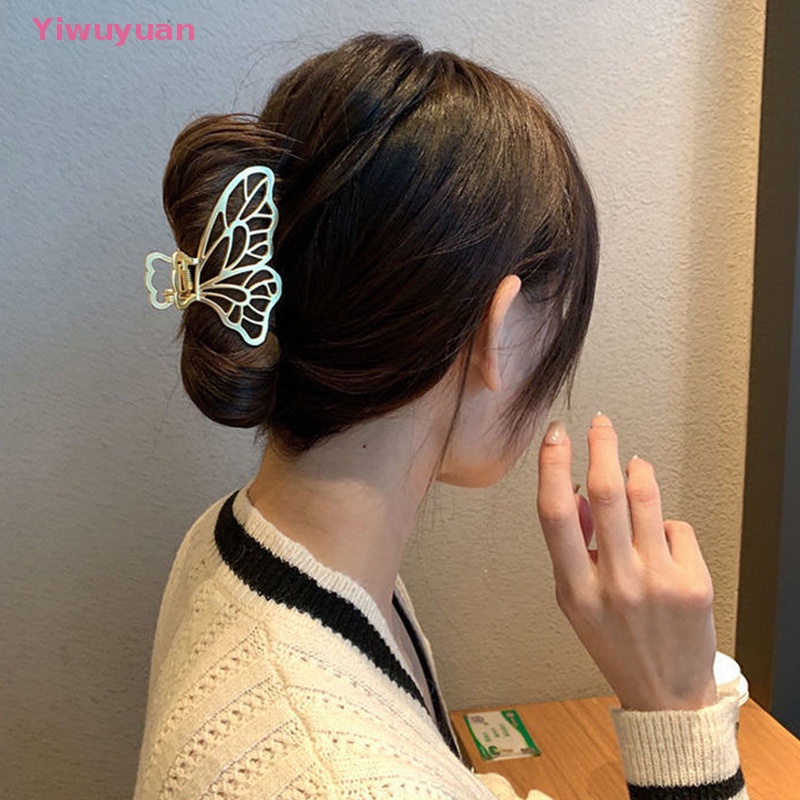 Kẹp Tóc Kim Loại Hình Bướm Màu Vàng Phong Cách Vintage Thanh Lịch