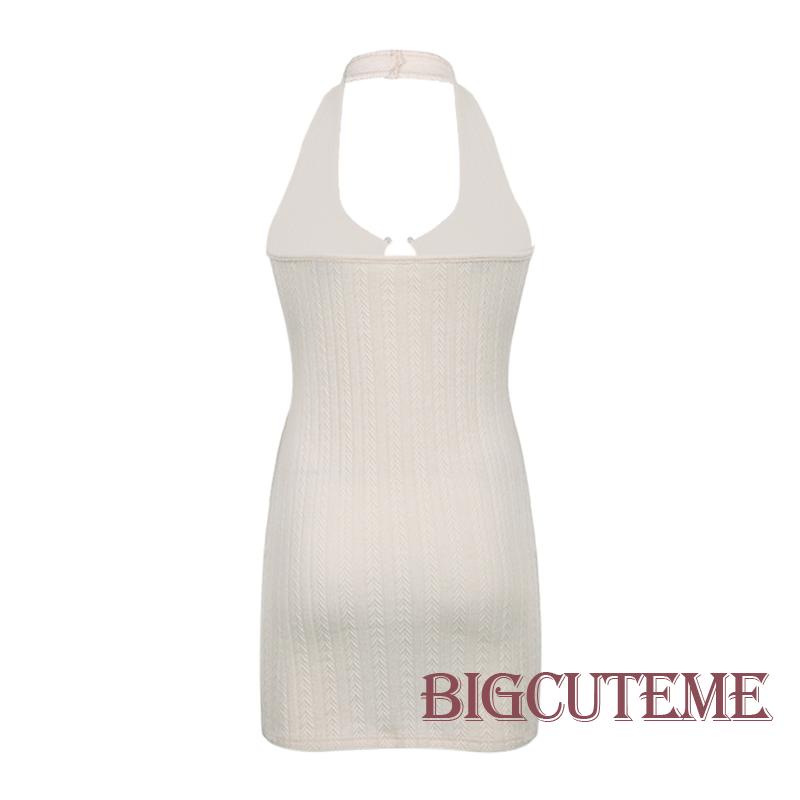 Đầm Ngắn Không Tay Hở Lưng Màu Trắng Thời Trang Mùa Hè Cho Nữ