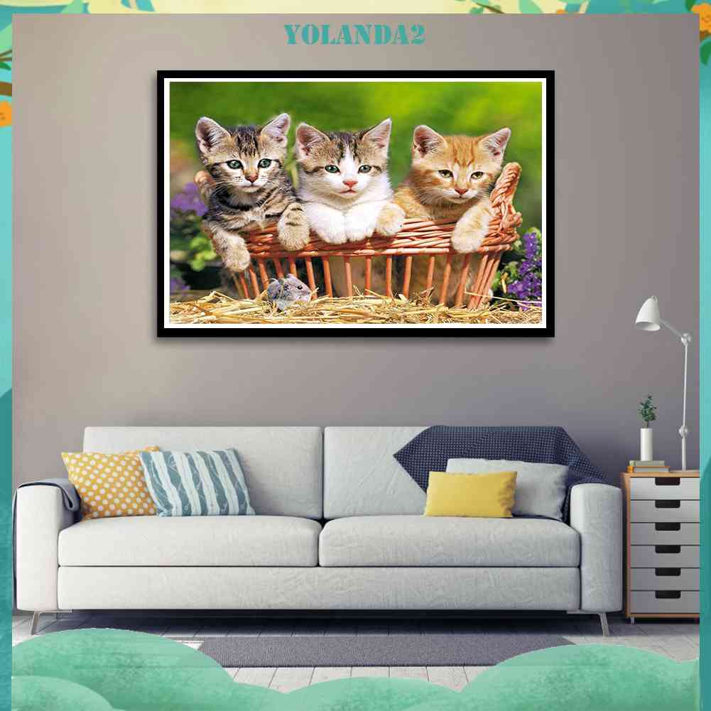 Tranh Đính Đá Kim Cương Toàn Bộ 5D DIY Hình Vẽ Mèo Đáng Yêu