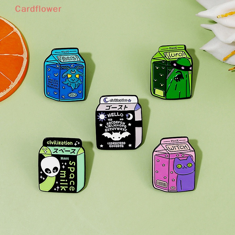 < Cardflower > Ghim Cài Áo Tráng Men Sữa Hình Phù Thủy Người Ngoài Hành Tinh / Dơi / Mèo Satan Vũ Trụ Làm