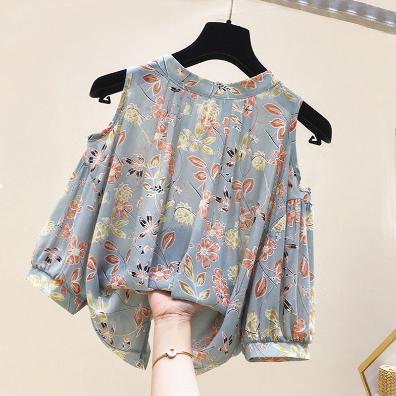 Áo Chiffon Nữ Tay Ngắn In Hoa Thời Trang