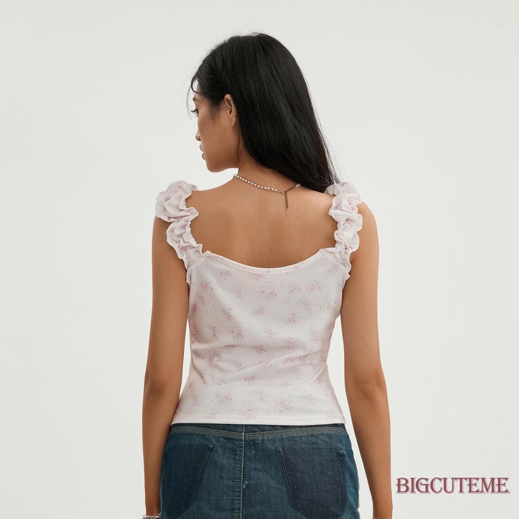 Áo Croptop Không Tay Phối Ren Hoa Thời Trang Mùa Hè Dành Cho Nữ