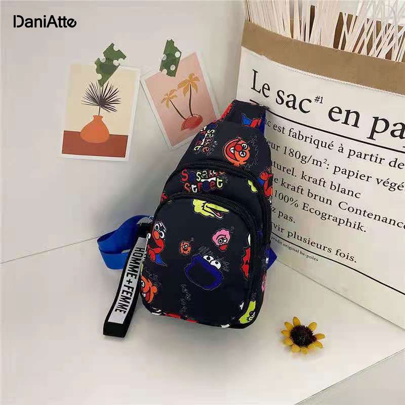 Túi đeo chéo SUPERCUTE vải canvas phong cách Hàn Quốc thời trang cho bé trai