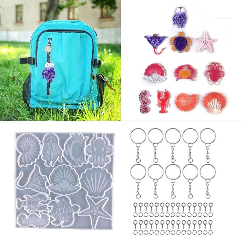 Khuôn Silicon Làm Móc Khóa Hình Học / Vỏ Sò / Sao Biển / Động Vật Diy