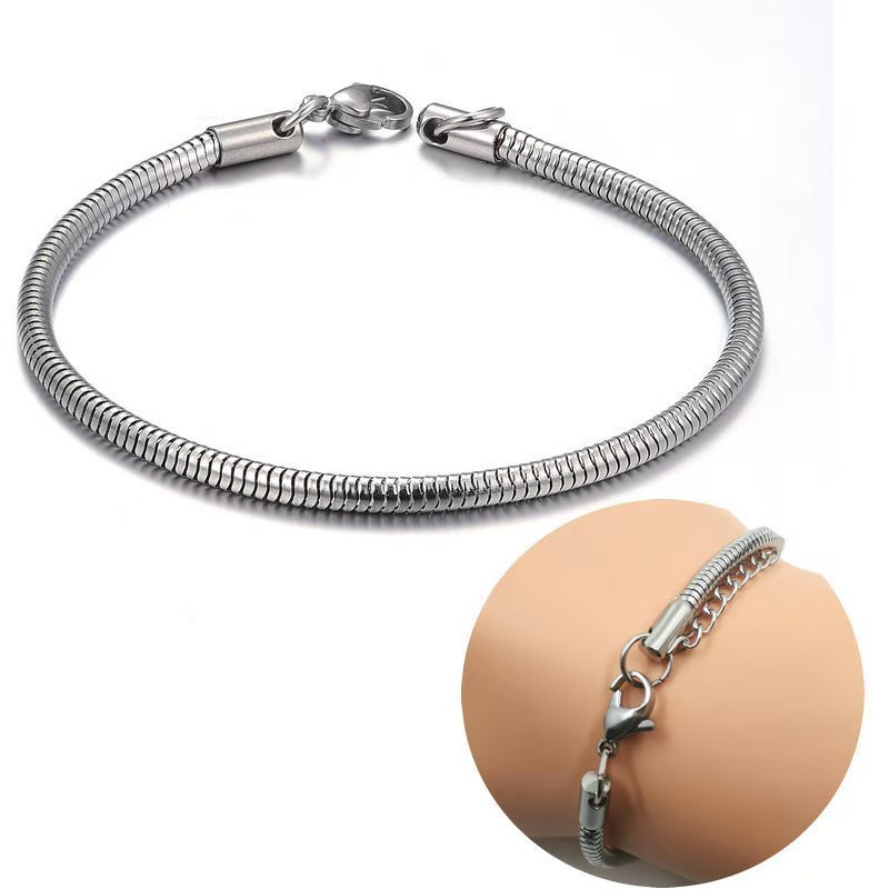 Lavmeso Vòng Tay Dây Xích Bằng Thép Titan Không Gỉ Hình Xương Rắn Đơn Giản Cho Nam Và Nữ