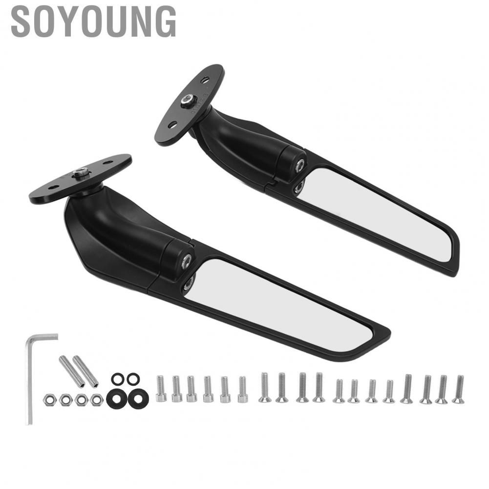 Soyoung Side Wing Mirrors  Rear View Adjustable Sporty Look for Motorcycle