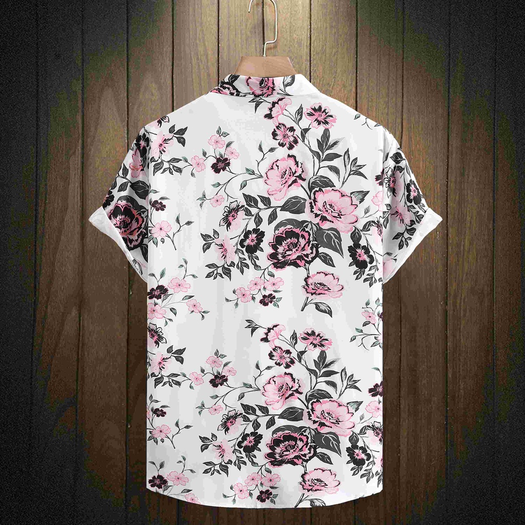 Áo Sơ Mi Hoa Ngắn Tay Dáng Rộng Cài Nút Kiểu Hawaii Đơn Giản Thời Trang Mới 2023 Cho Nam