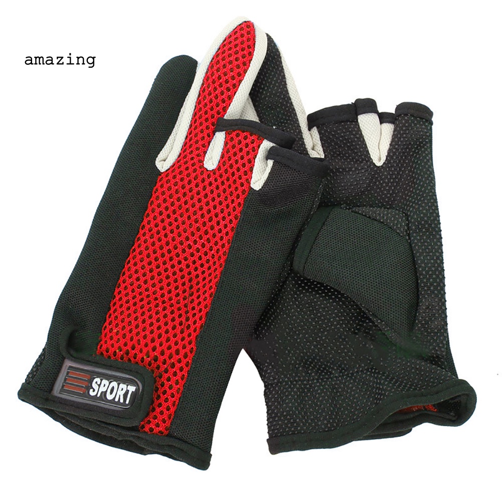 Găng Tay Lưới 3 Ngón Chống Trượt Tiện Dụng Khi Đi Xe Đạp / Câu Cá