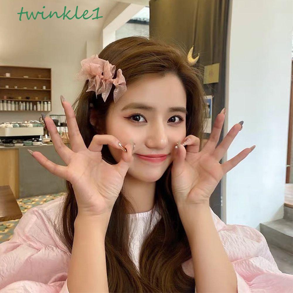 Kẹp Tóc Hình Nơ Lấp Lánh Màu Sắc Đơn Giản Cho Nữ