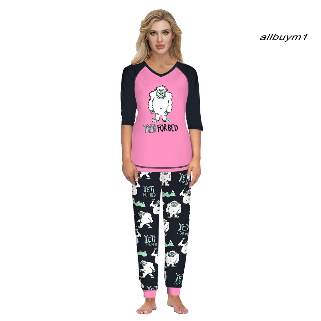 Bộ Đồ Ngủ 2 Món Bằng Polyester In Họa Tiết Giáng Sinh Cho Nữ