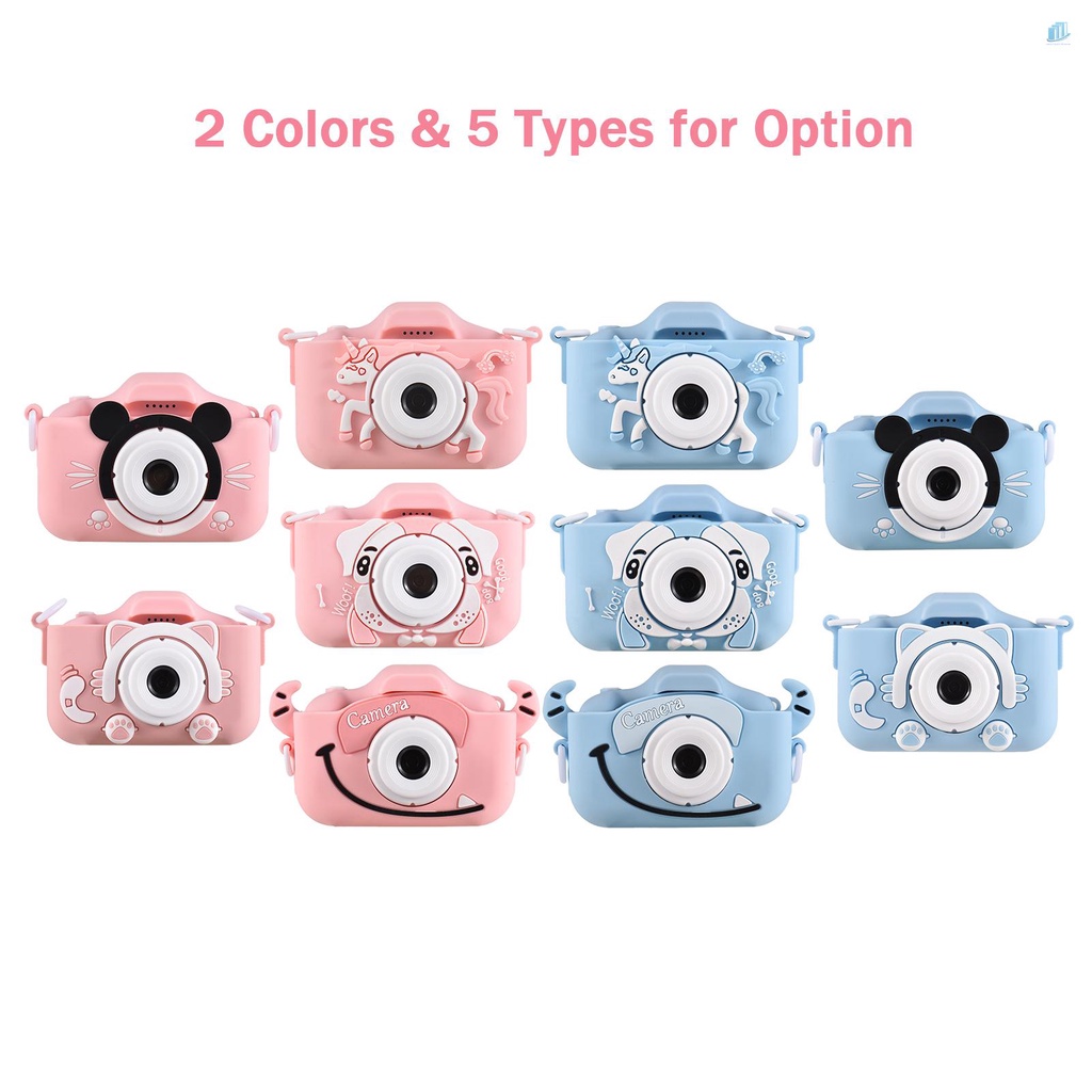Máy Ảnh Kỹ Thuật Số Mini 1080P Ống Kính Kép 2.0 Inch IPS Hoạt Hình Dễ Thương Cho Trẻ Em