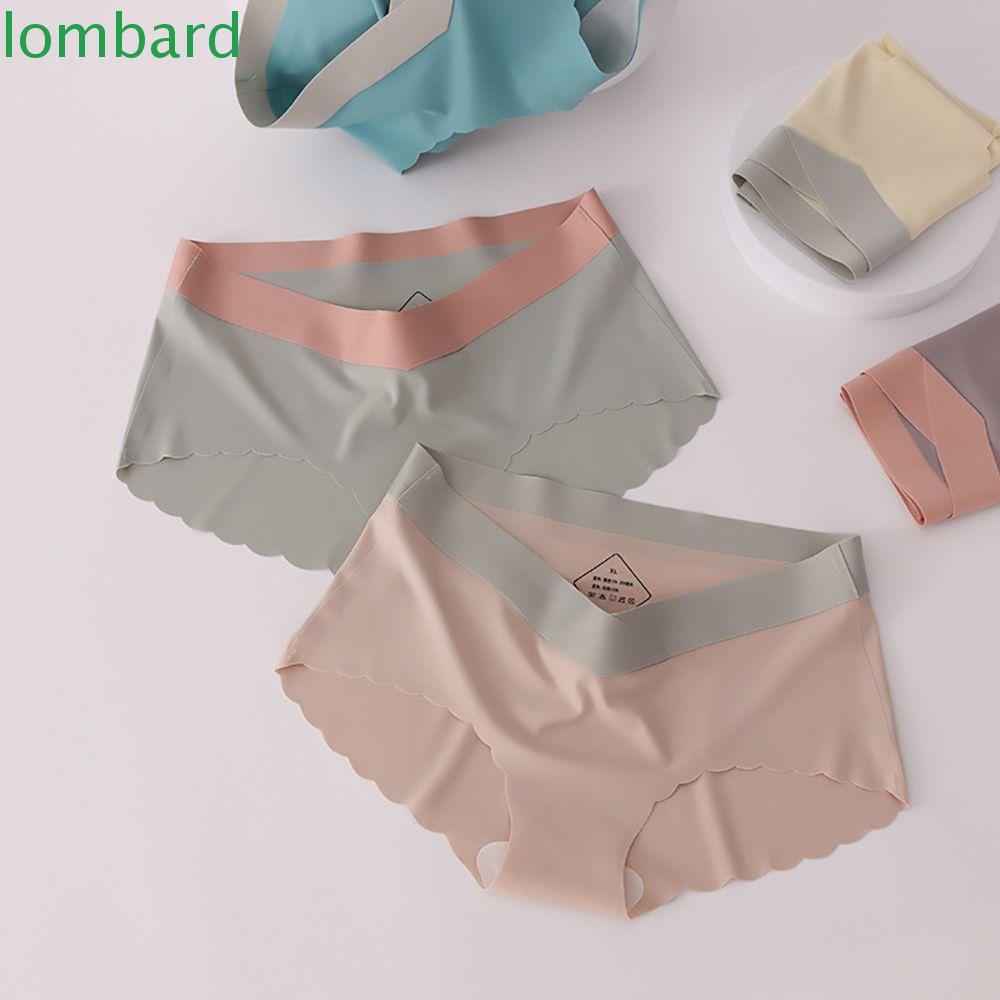 Lombard Quần Lót Lụa Lạnh Không Đường May Lưng Thấp Phối Bèo Có Size Lớn Dành Cho Nữ