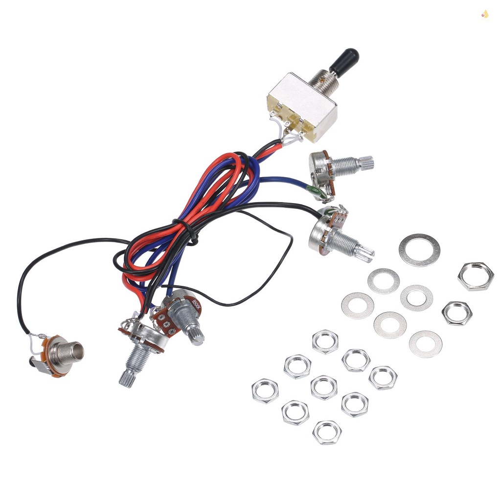 Bộ Công Tắc Đàn Guitar Điện 2T2V 500K 3 Chiều Có Giắc Cắm Chuyên Dụng