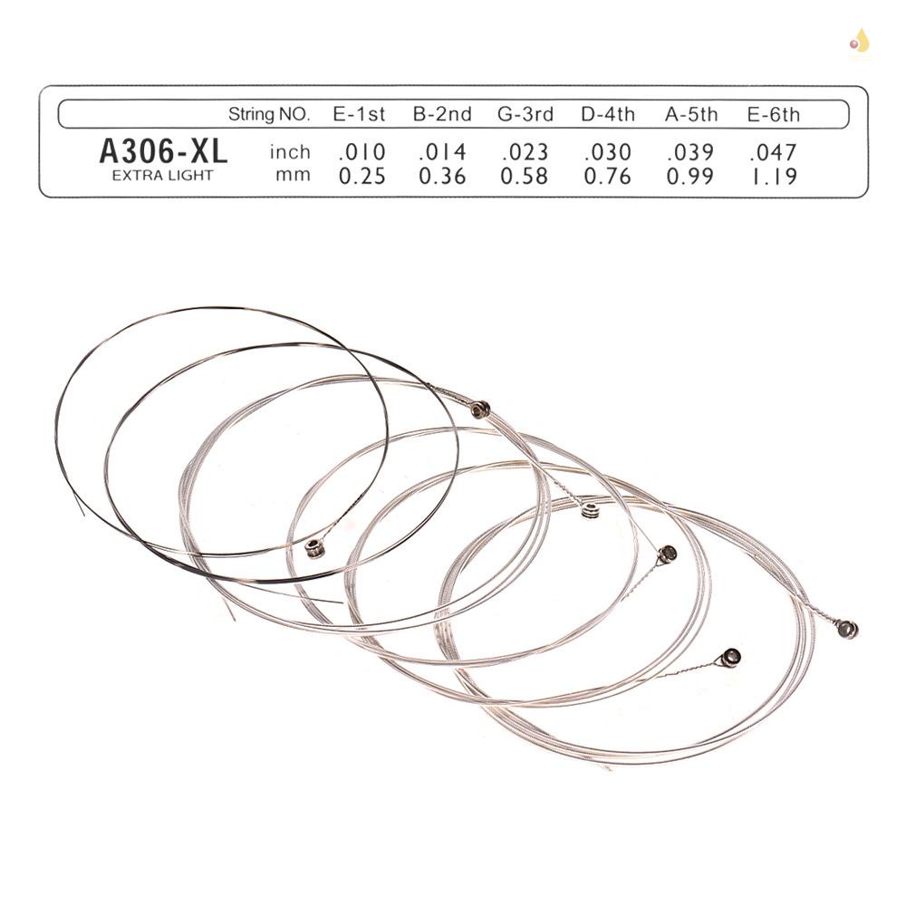 Set 6 Dây Đàn Alice A306 Lõi Bằng Thép Không Gỉ Mạ Đồng (. 010-.047)
