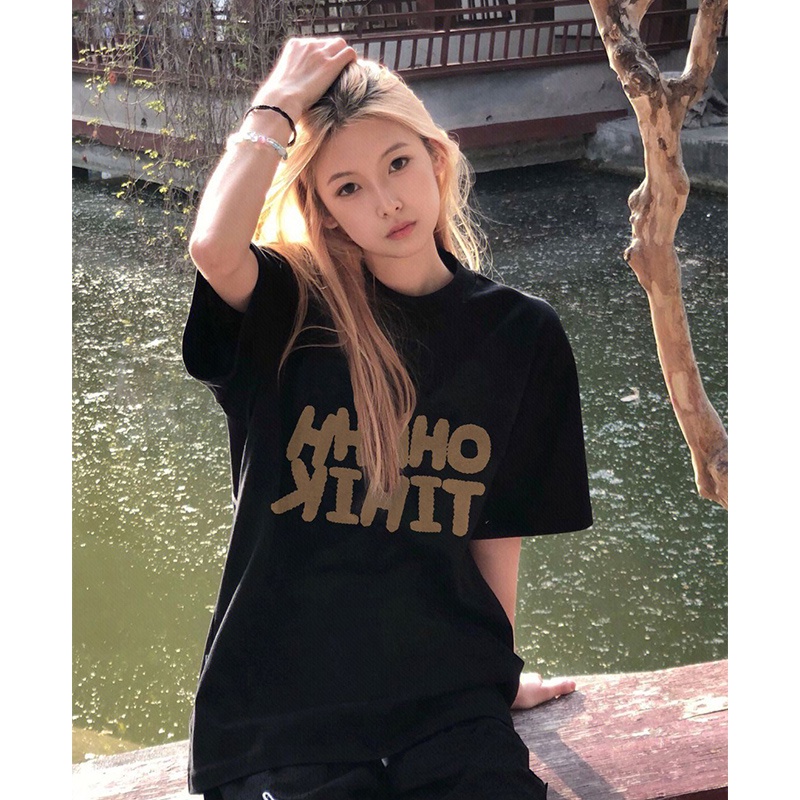 Áo thun SUXI tay ngắn dáng rộng in chữ đơn giản thời trang mùa hè cho nữ
