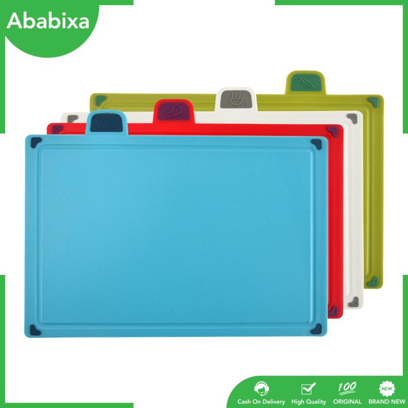 Set 4 Thớt Cắt Thực Phẩm Chống Trượt Kèm Giá Đỡ Tiện Dụng Cho Nhà Bếp