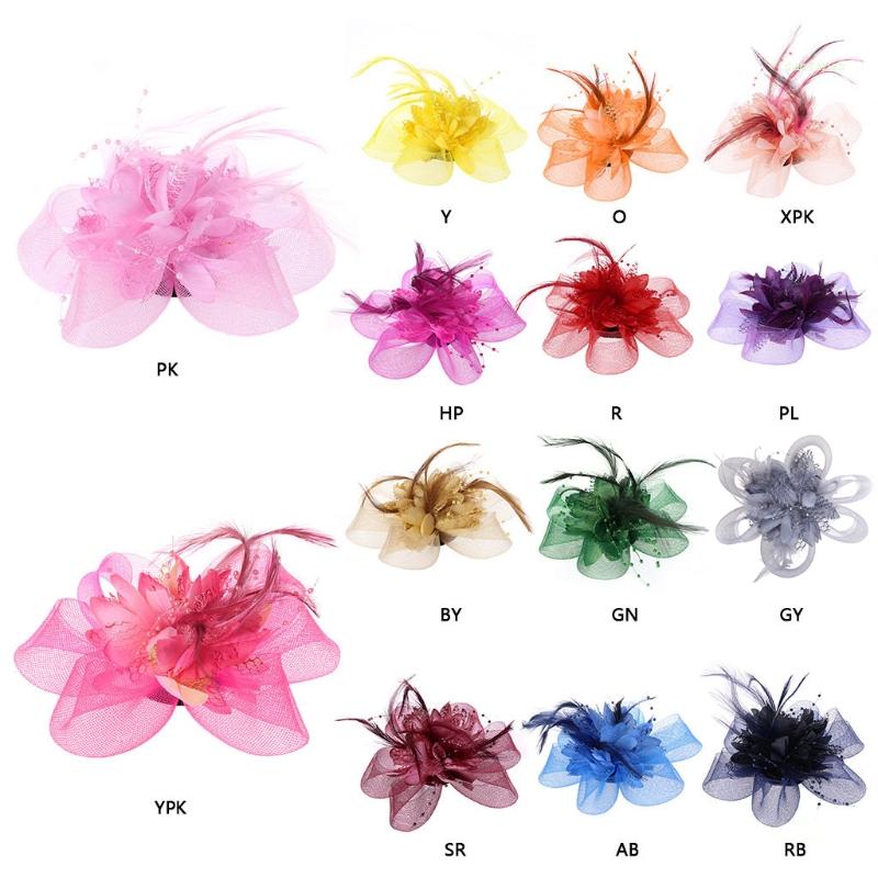 Kẹp Tóc Ruy Băng Lưới Đính Hoa Và Ngọc Trai Giả Màu Trơn Kiểu Vintage Thời Trang Dự Tiệc 20s 50s