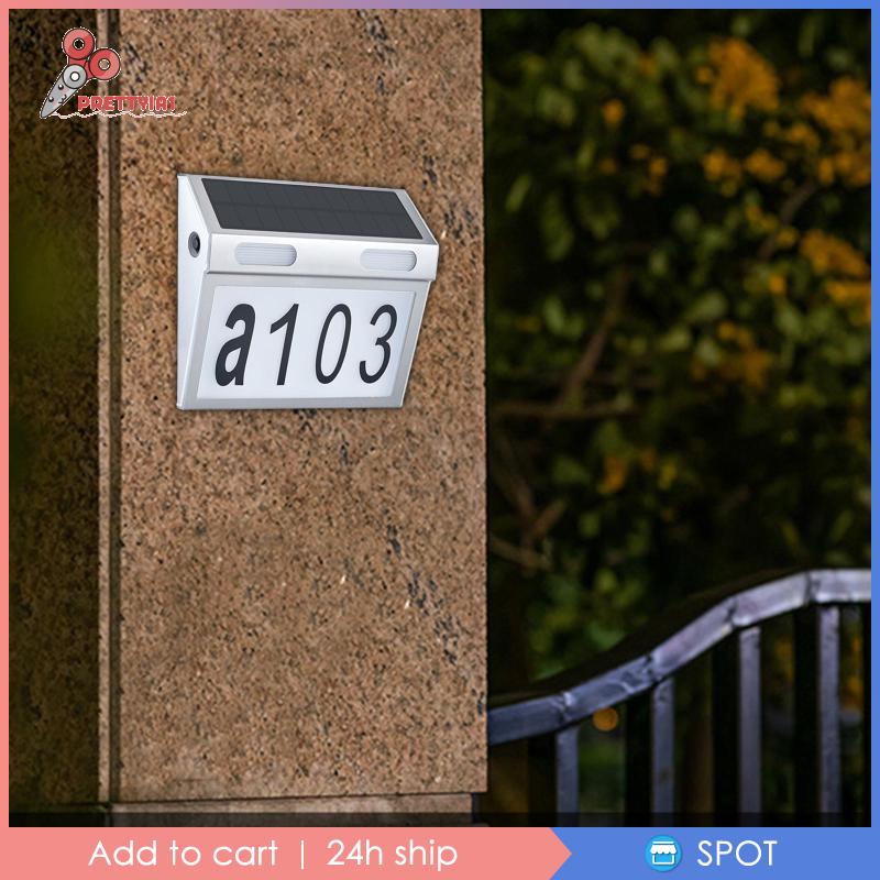 [Prettyia1] Bảng Số Nhà Năng Lượng Mặt Trời Chống Thấm Nước Có Đèn Cho Sân Vườn Đường Phố