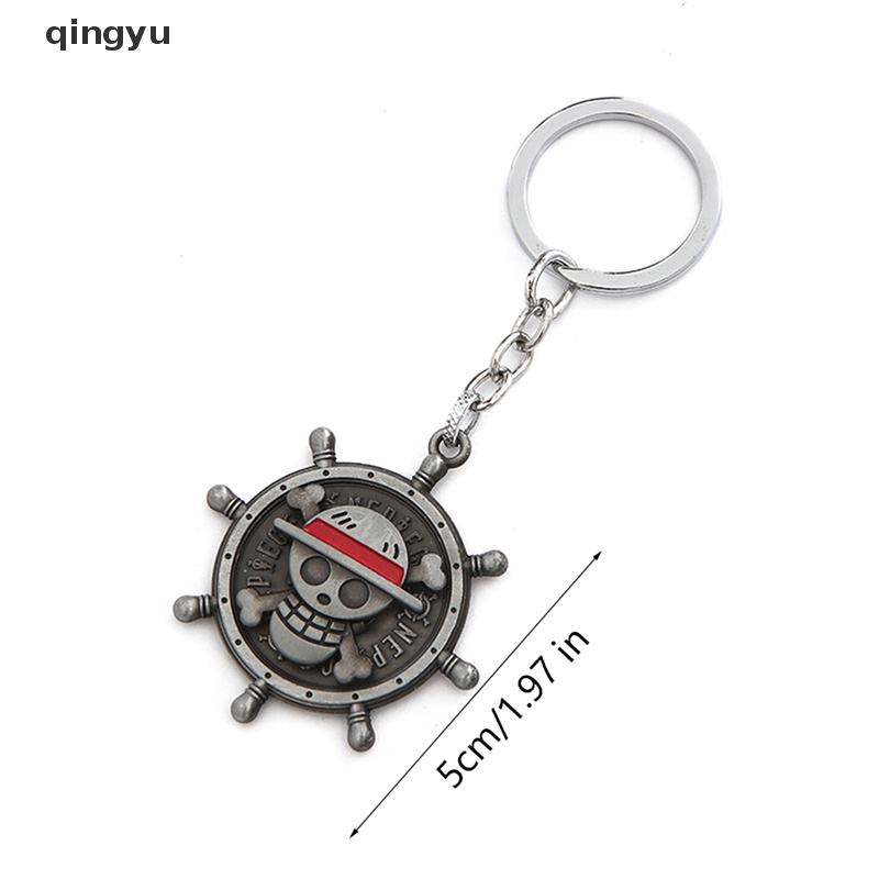 Móc Khóa Kim Loại Hình Nón Đầu Lâu / Bánh Lái Xoay Được Mẫu One Piece Luffy