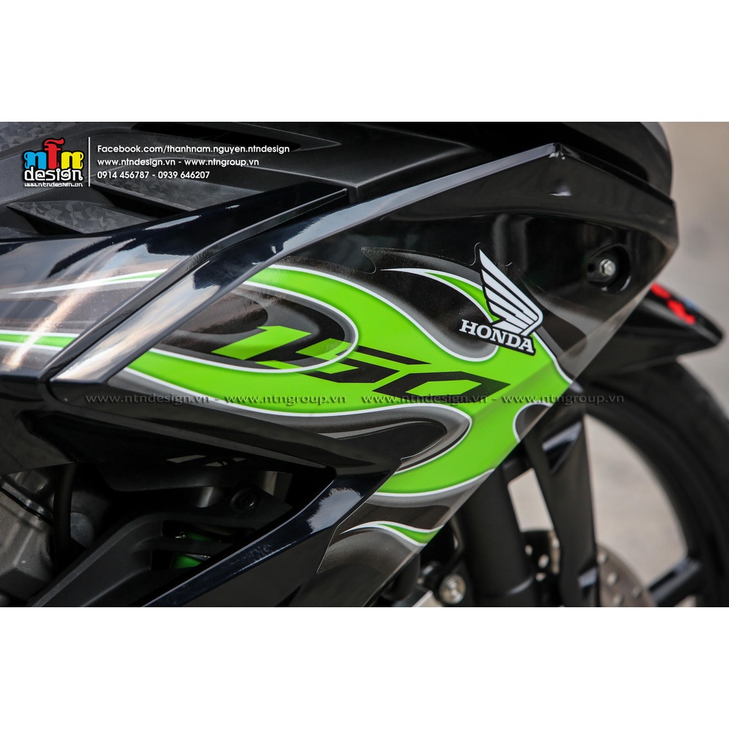 Tem rời Winner X mẫu lửa xanh lá cho xe đen - siêu hot 2023