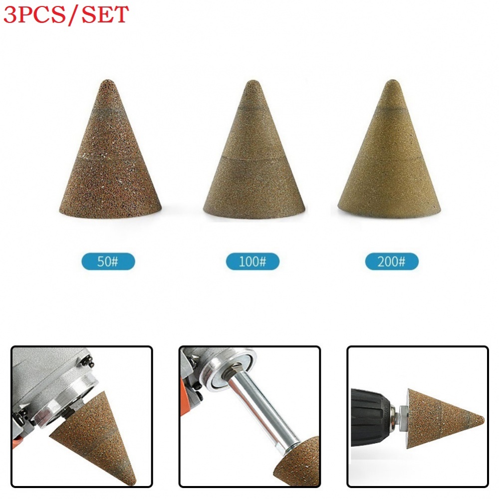 Bộ 3 Bánh Xe Mài Kim Cương Hình Nón Chuyên Dụng Cho Đá Và Gạch