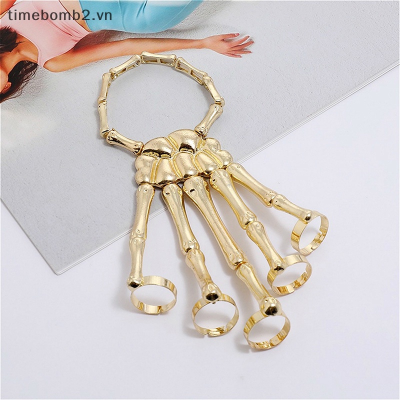 {Timebomb} Vòng Đeo Tay Hình Bộ Xương Bàn Tay Có Thể Điều Chỉnh Phong Cách Gothic