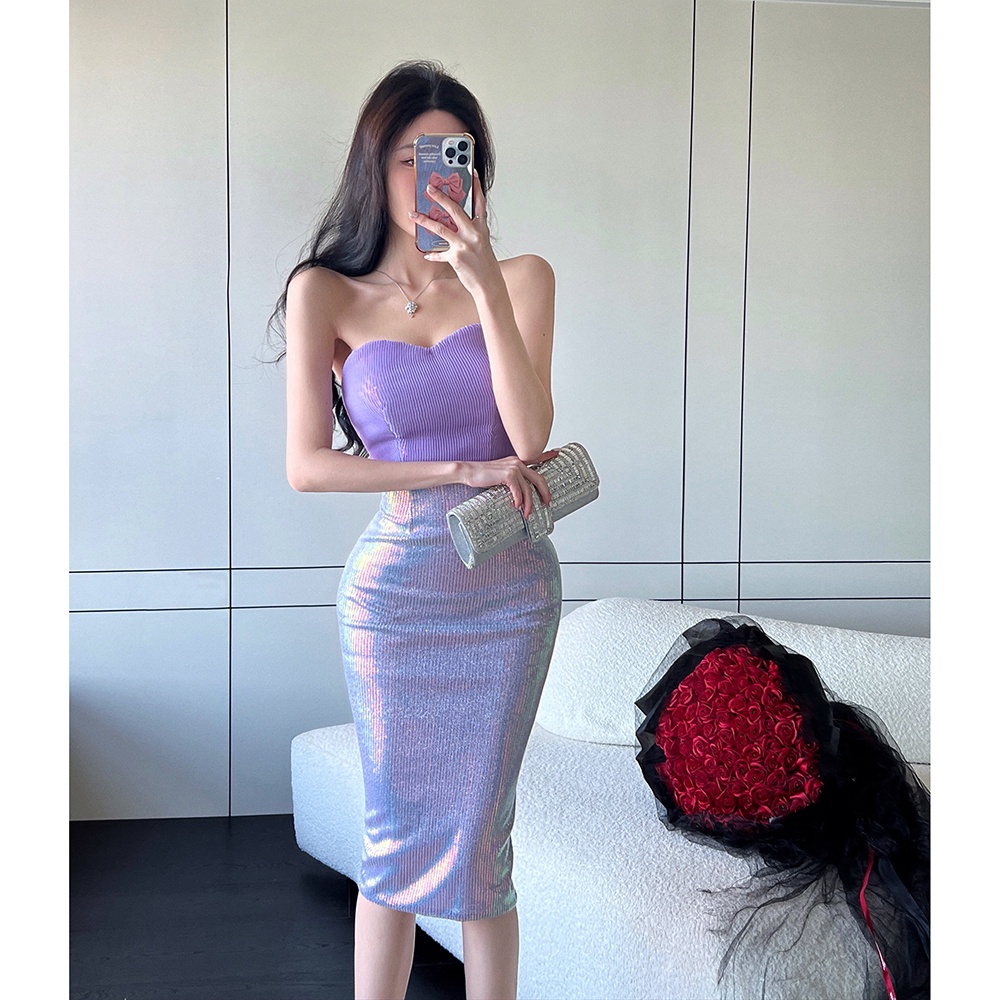 Đầm Ôm Dáng Đính Kim Sa Lấp Lánh Phong Cách Nổi Tiếng Cho Nữ