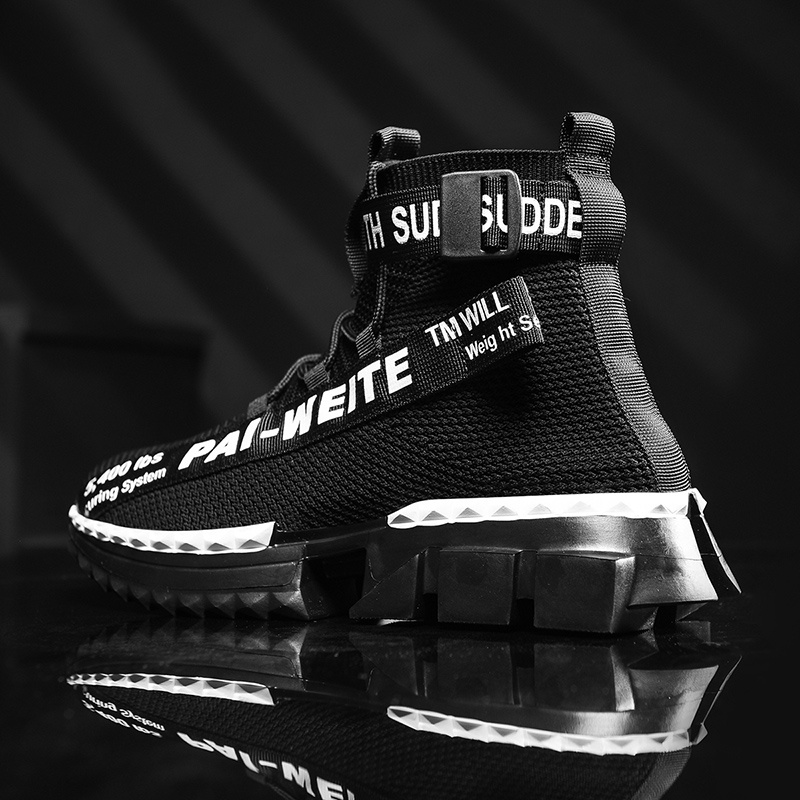 Giày Thể Thao Cổ Cao Phối Lưới Siêu Nhẹ Thoáng Khí Chống Trượt Thời Trang Cho Nam