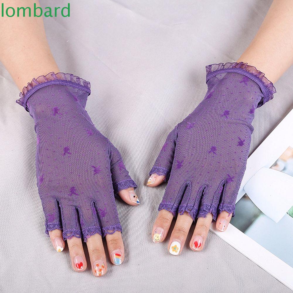 Găng Tay Lái Xe Chống Nắng Phối Ren Lưới Họa Tiết Chấm Bi Gợi Cảm