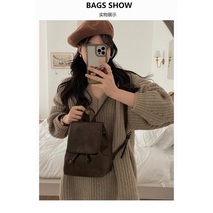 Ba Lô Đeo Vai Màu Nâu Cỡ Nhỏ Thời Trang Xuân Hè 2023 Cho Nữ