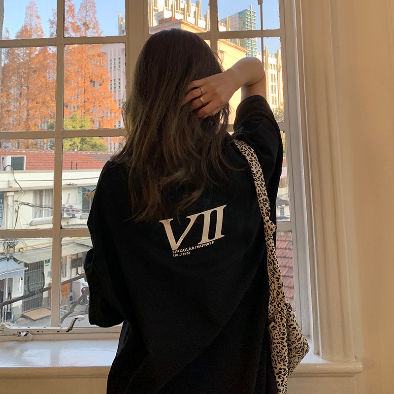 Áo Thun Tay Lửng Dáng Rộng In Chữ Trước Sau Lưng Phong Cách Hàn Quốc