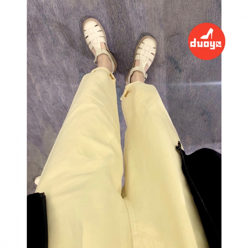 Duoya Tóc Thẳng ~ [Hàng Có Sẵn] Giày Sandal Da Mềm Đế Dày Thoáng Khí Thời Trang Mùa Hè Cho Nữ Miễn Phí Vận Chuyển