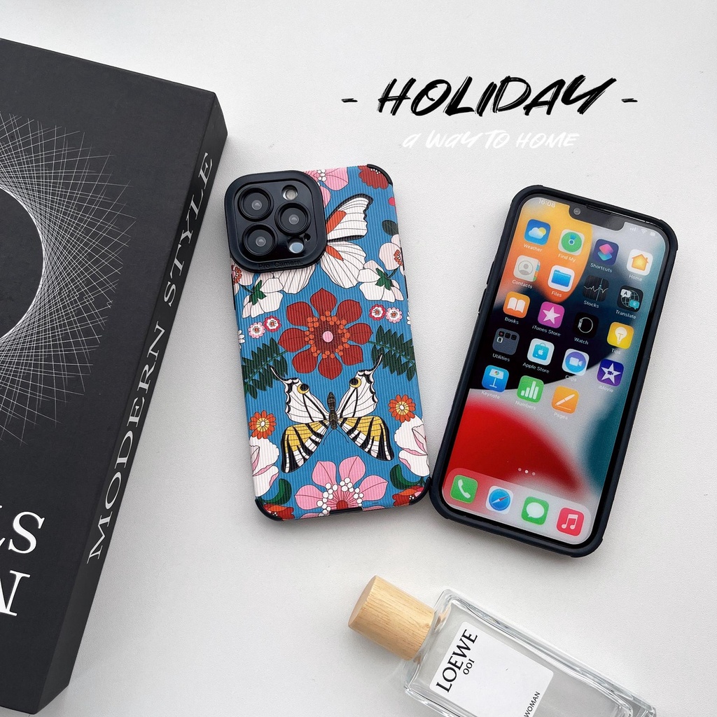 Ốp Điện Thoại tpu Dẻo Họa Tiết Bươm Bướm Màu Đen Đơn Giản Chống Rơi Cho iPhone 14 13 12 11 Pro Max XS XR 7 8 Plus