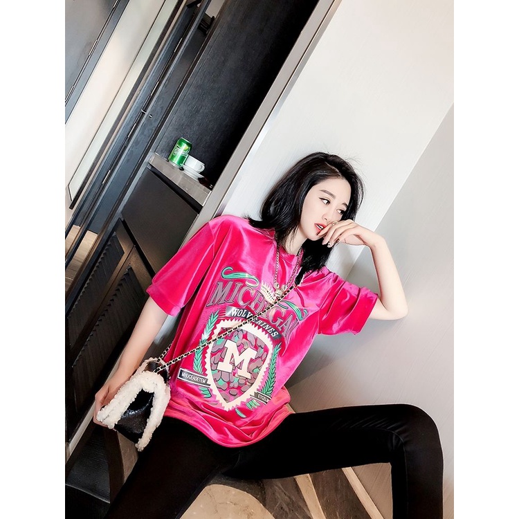 Áo Thun Nữ Ngắn Tay In Chữ Phong Cách Châu Âu