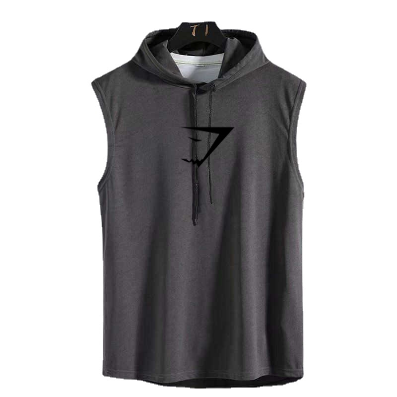 Áo Hoodie Sát Nách Phối Lưới Thoáng Khí Nhanh Khô Họa Tiết Cá Mập Thời Trang Mùa Hè 2023 Cho Nam