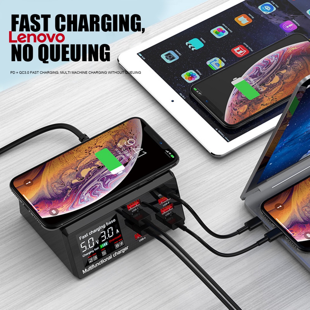 Bộ SạC Nhanh Không Dây X9 8 CổNg PD QC3.0 USB TiệN DụNg Đi Du LịCh