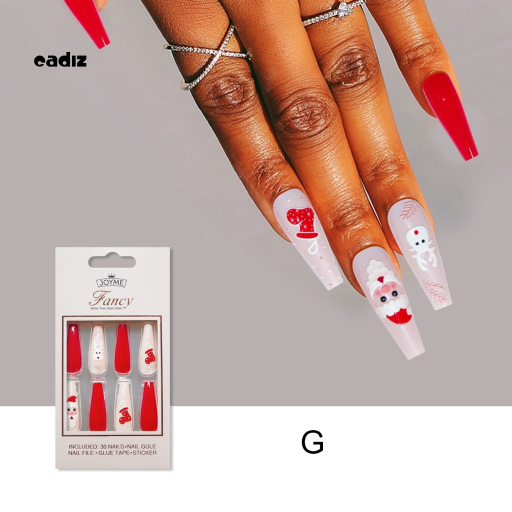 1 Bộ Móng Tay Giả Che Phủ Toàn Diện Không Mùi Phong Cách Giáng Sinh Cho Salon