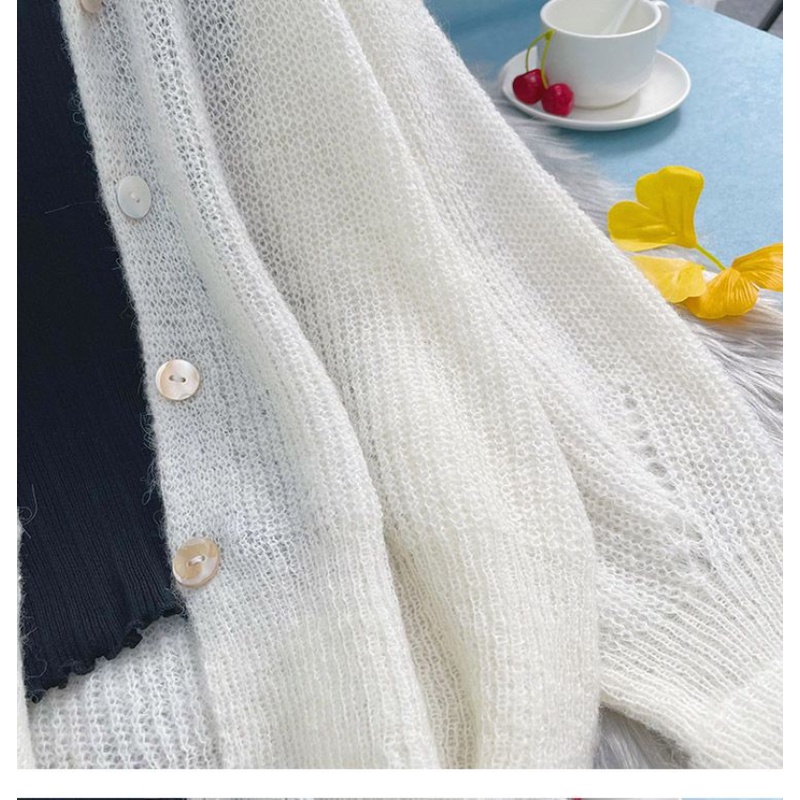 Áo Khoác Cardigan Dệt Kim Tay Dài Thiết Kế Đơn Giản Hợp Thời Trang Cho Nữ