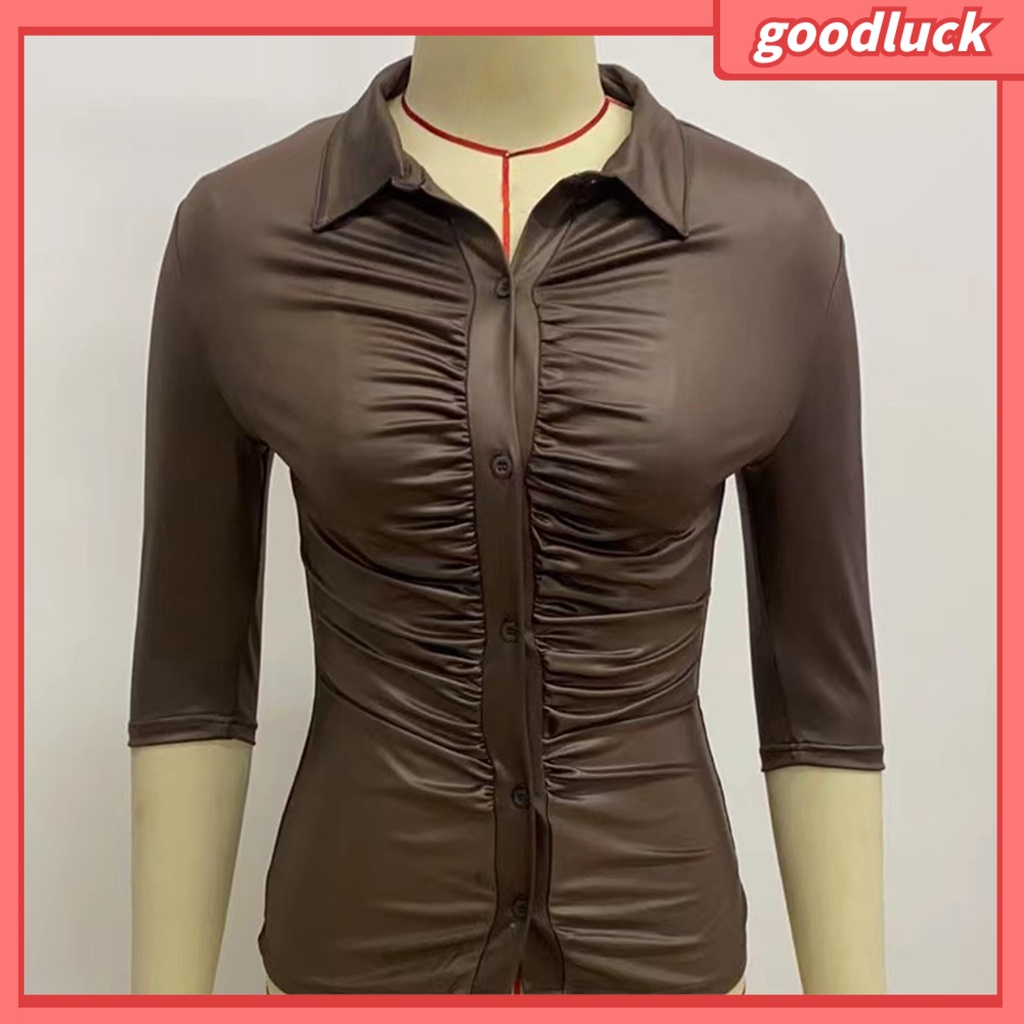 Áo Sơ Mi Tay Dài Cổ Bẻ In Họa Tiết Kẻ Sọc Phong Cách Đường Phố Cổ Điển Thời Trang Cho Nữ