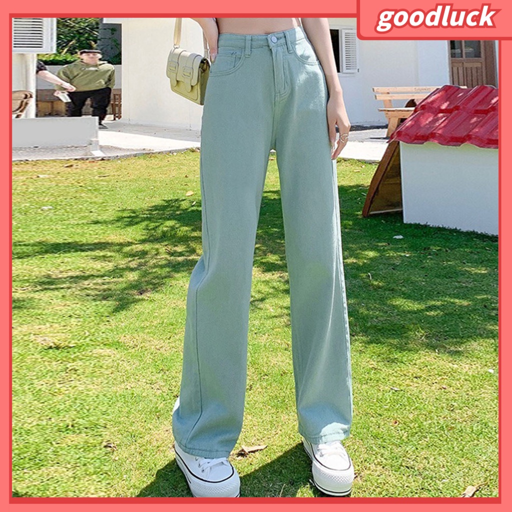 Quần Ống Rộng Lưng Cao Phối Khóa Kéo Thời Trang Xuân Thu Cho Nữ