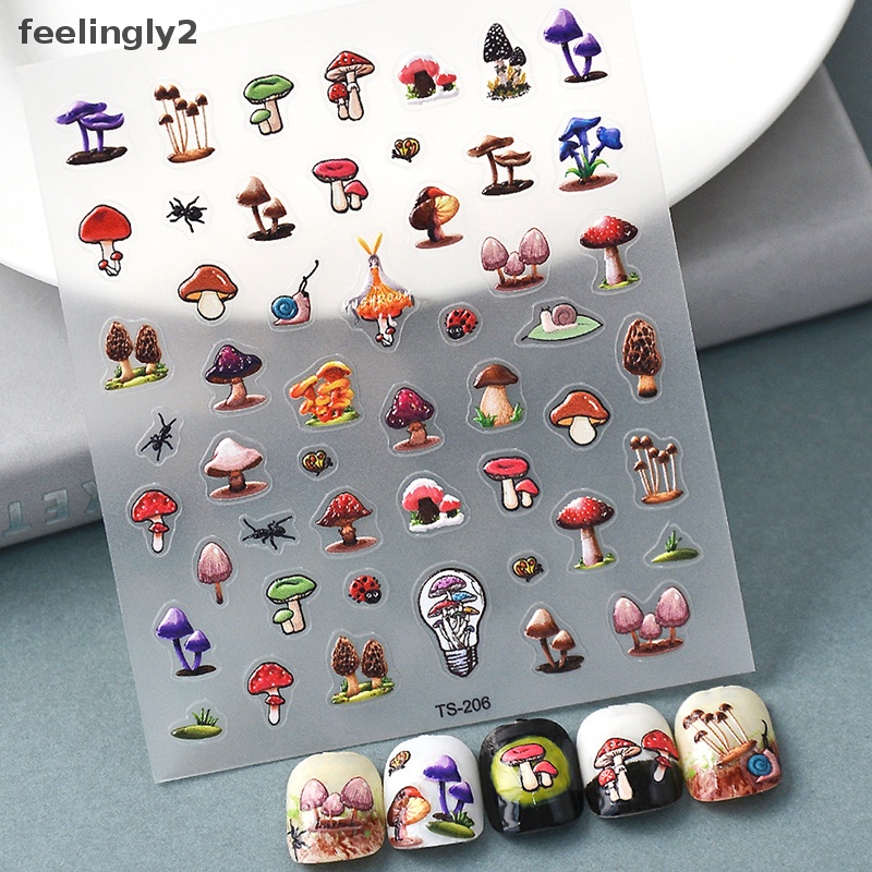 Miếng Dán Trang Trí Móng Tay Hình Nấm 5D Nhiều Màu Sắc