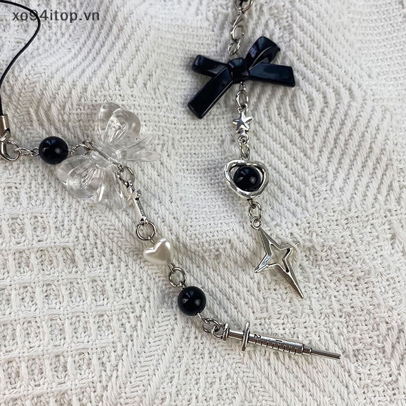 Móc Khóa Điện Thoại XOITOP Pink Y2K Hình Chữ Ch Dễ Thương Phong Cách Hàn Quốc Cho Nữ