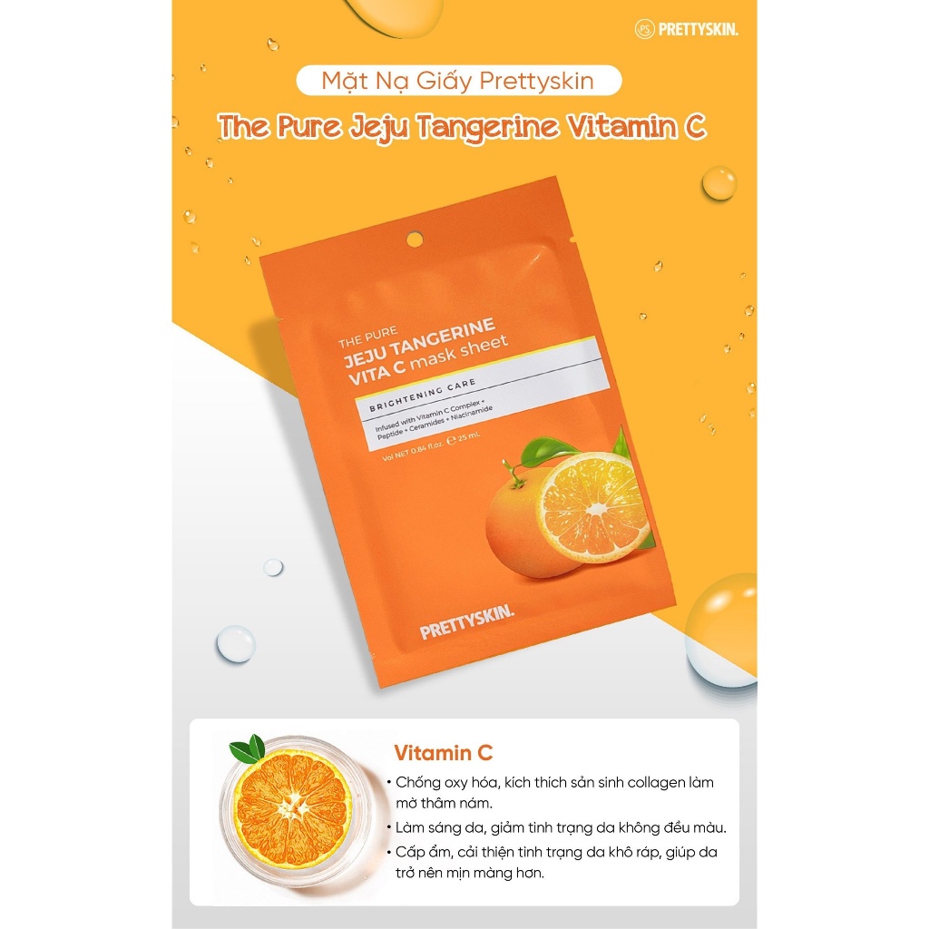 Mặt nạ Vitamin C Pretty Skin The Pure Jeju Tangerine Mask (Miếng)