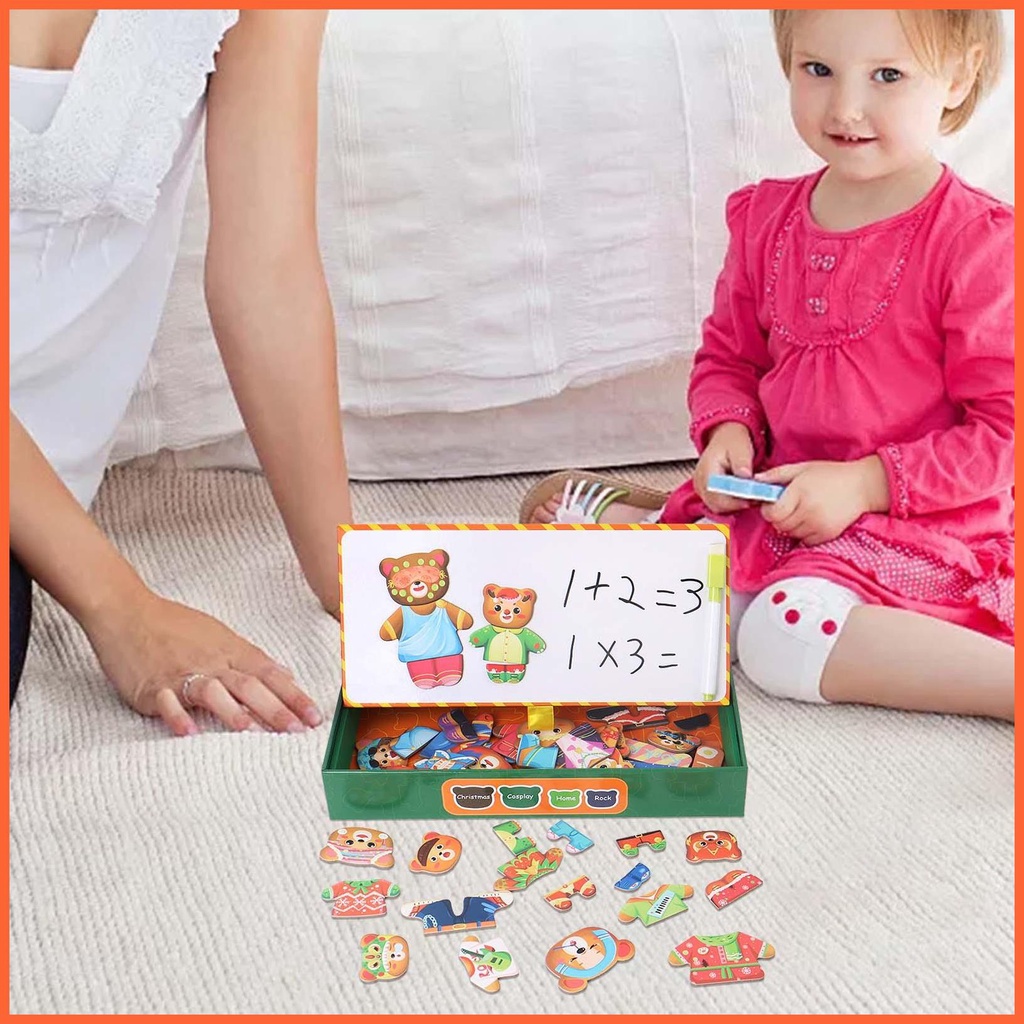 Bộ Đồ Chơi Xếp Hình Gia Đình Gấu Nam Châm Sáng Tạo Cho Bé