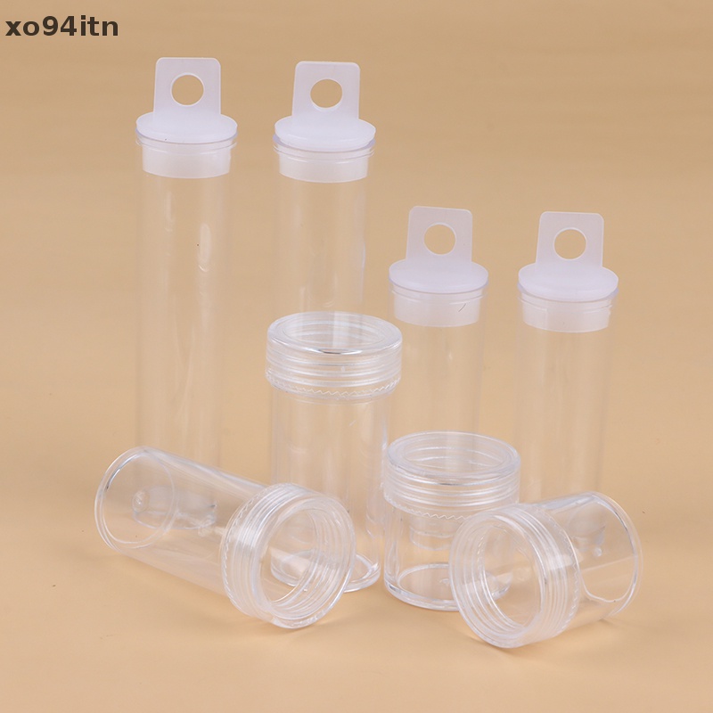 Tn Bộ 2 Hộp Nhựa PP Trong Suốt Hình Trụ Đựng Trang Sức Làm Móng Tay