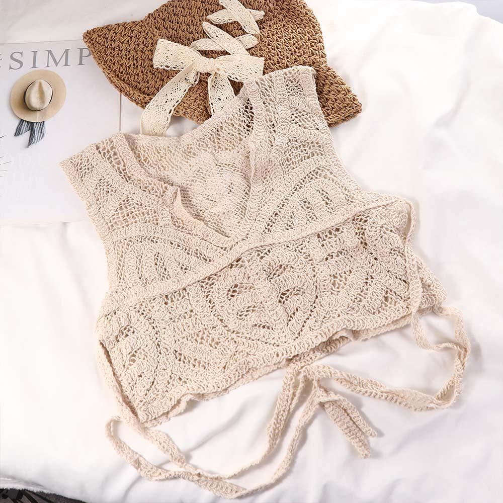 LILYES Áo Cardigan Dệt Kim Dáng Ngắn Chất Liệu Cotton Thêu Họa Tiết Thời Trang Đi Biển Cho Nữ